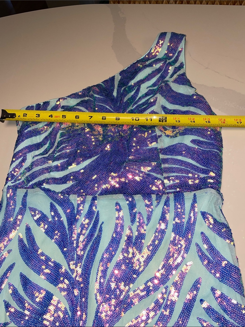 Glam One-Shoulder mermaid sequin gown M - Picture 6 of 13